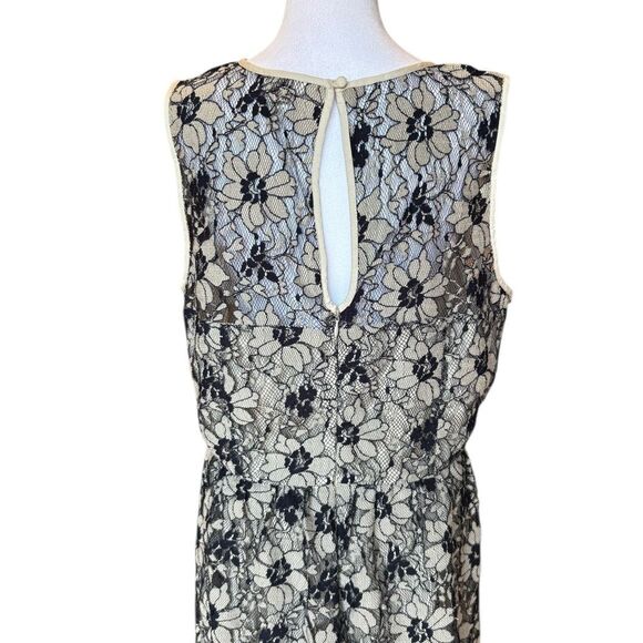 Ann Taylor LOFT Lace Sheath Dress Knee Length Sleeveless Womens 16 Black Beige - Picture 5 of 10